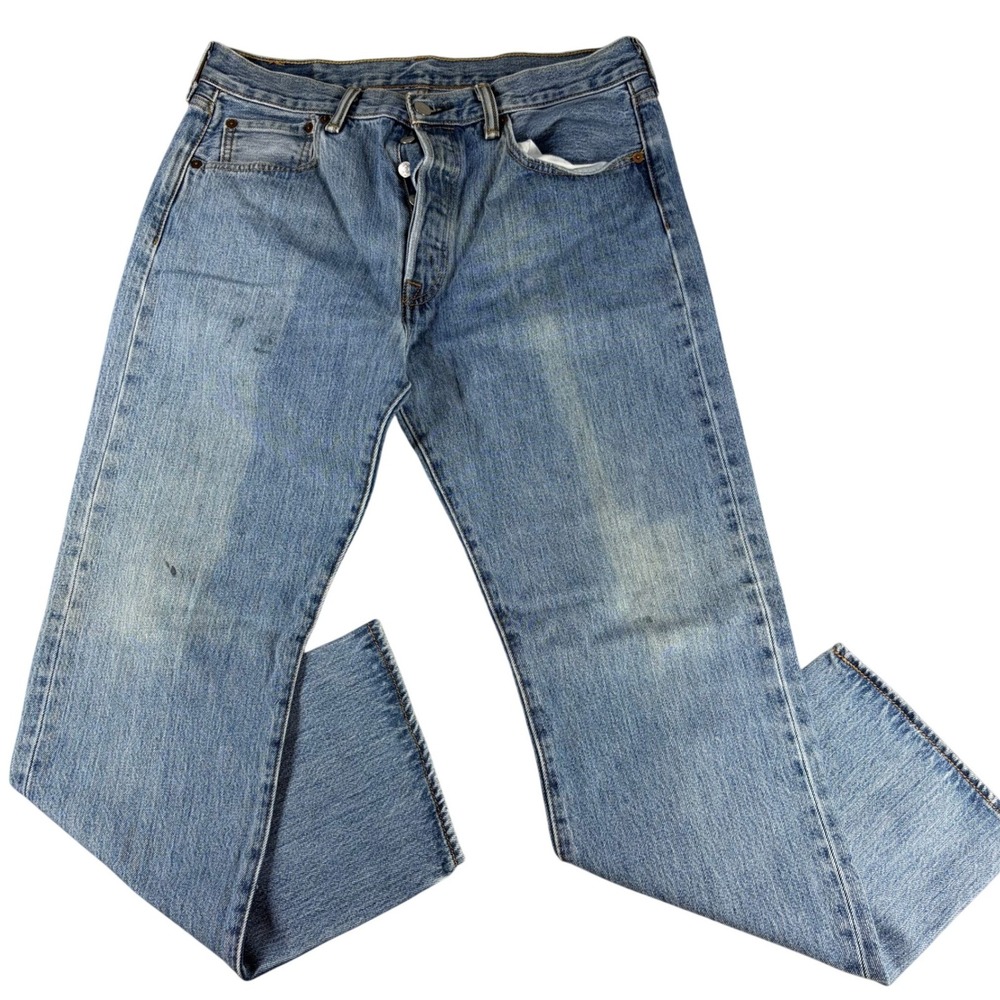Levi's 501 Original Fit Jeans‎ Button Fly Blue Denim W33 L32 Mens Straight Leg